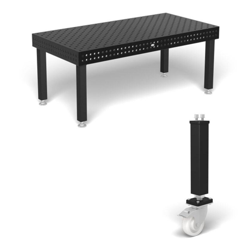 Professional Extreme 8.7 - 2000x1000x150 Plasmanitrert - med diagonalt rutenett 4x Ben med hjul og brems 700