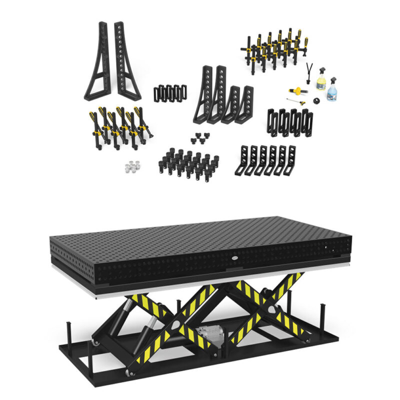 Løftebord pakke System 28 3 x 1,5m + Sett 3 (Verktøystål X8.7 Diagonalt rutenett)