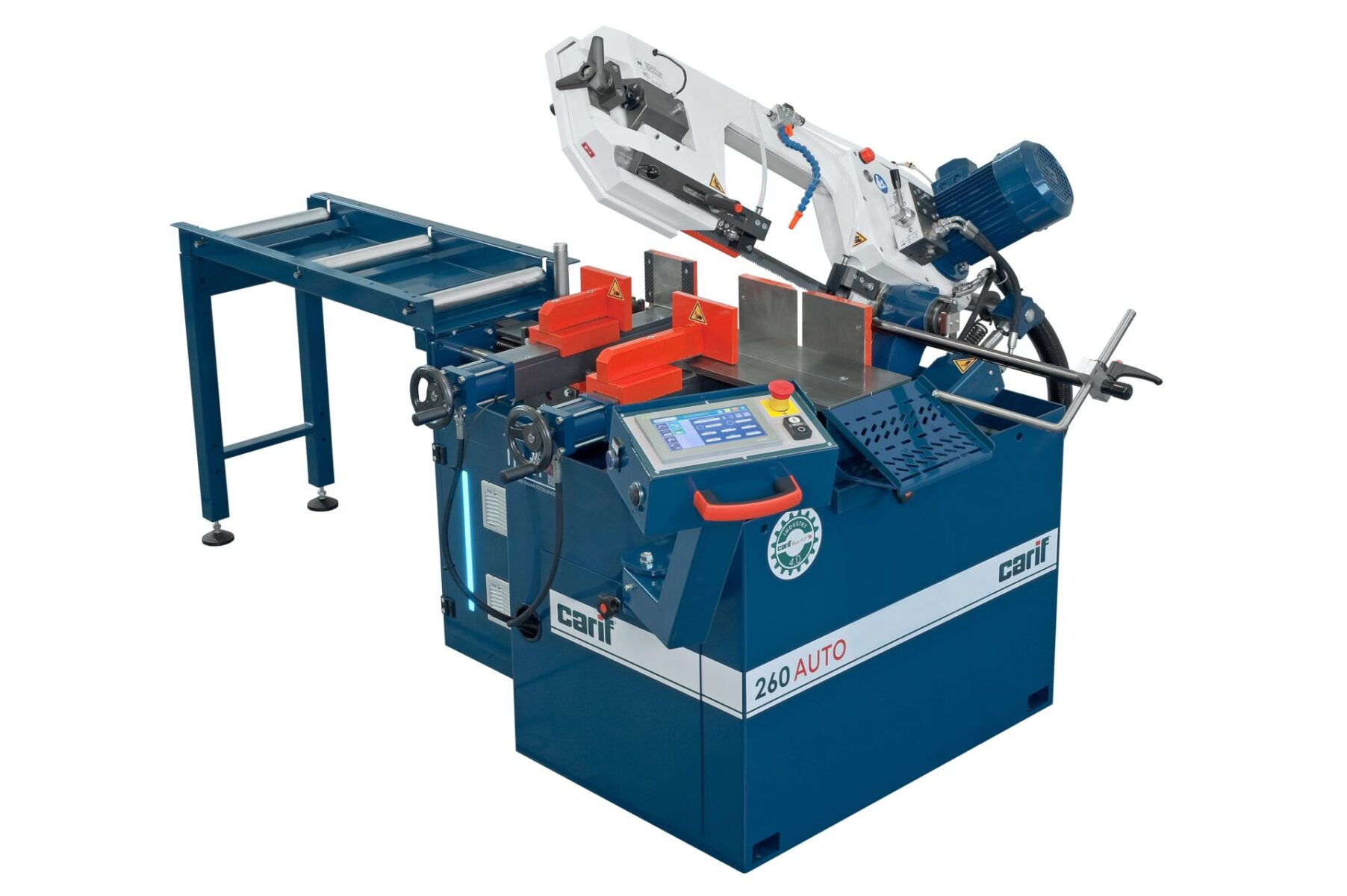 Tilbud helautomatisk båndsag Carif 260 Auto 4.0 inkl rullebord 1 meter og tåkesmøresystem (luft/olje)