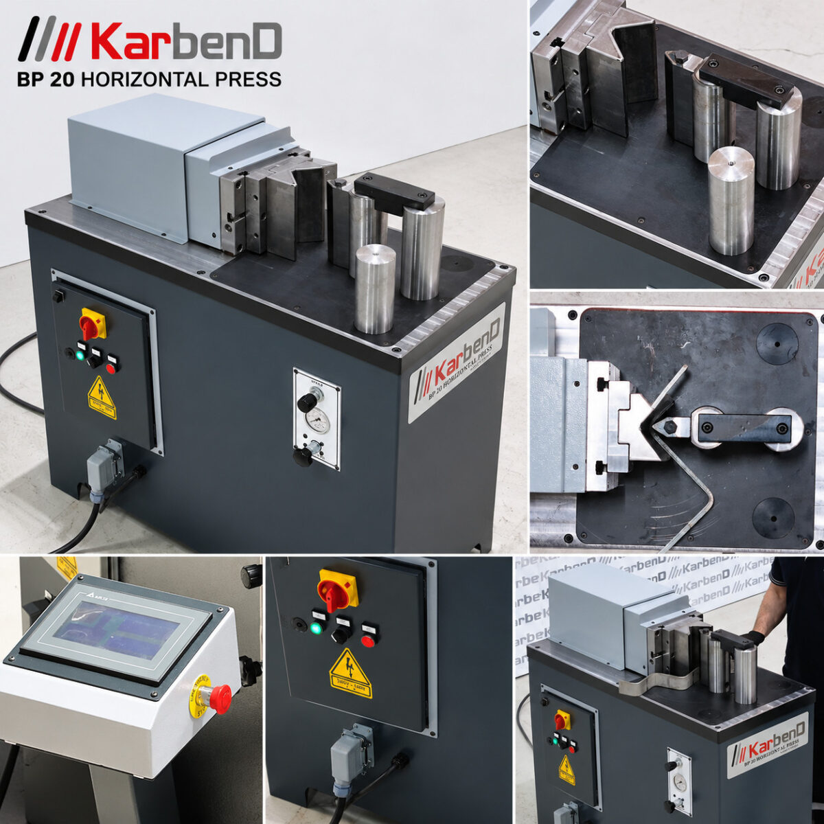 Spesialpris horisontalpresse 20 tonn inkl NC 7" touch skjerm Spesialpris horisontalpresse 20 tonn inkl NC 7" touch skjerm - 200x12mm