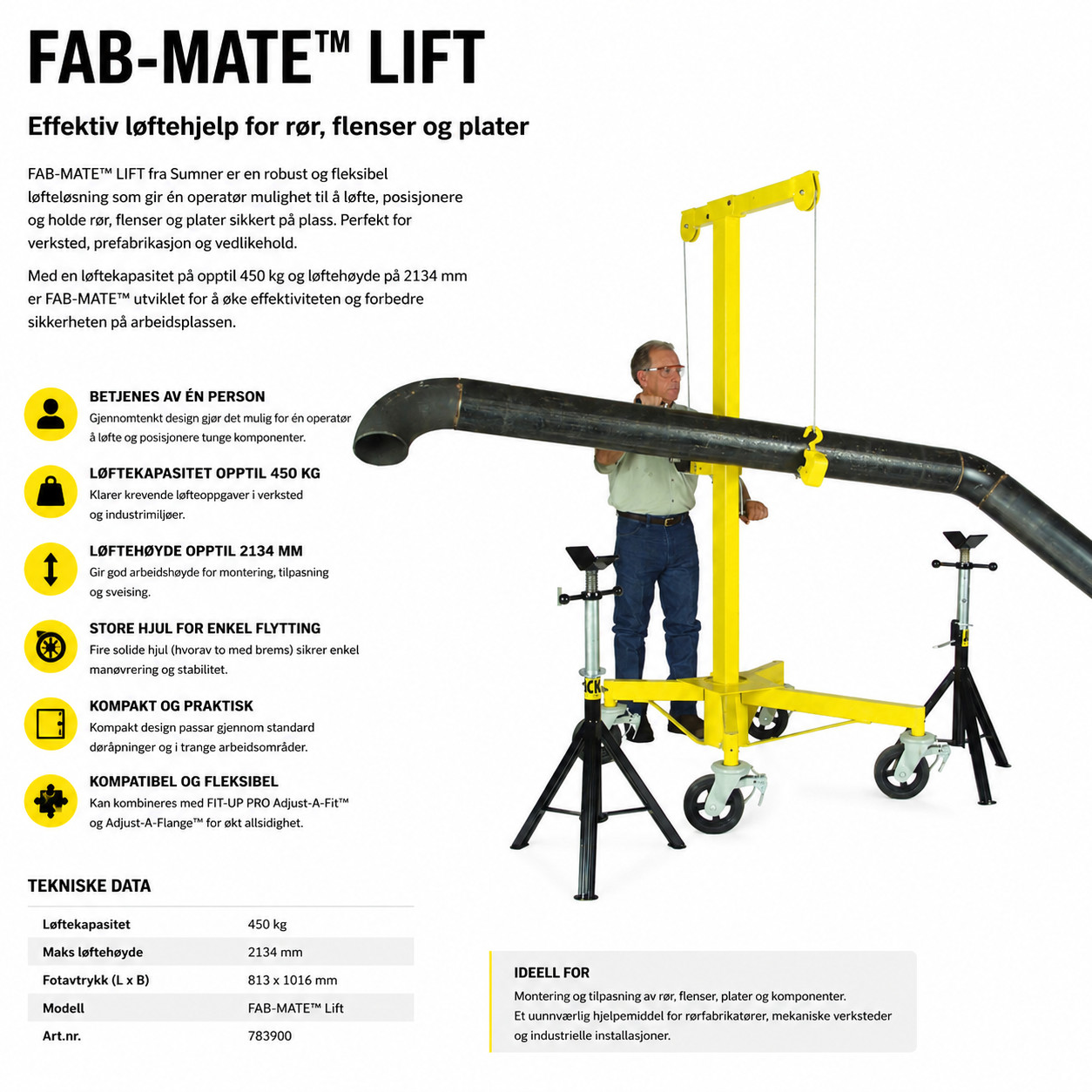 FAB-MATE™ Lift – Fleksibel løfteløsning for verksted og fabrikasjon