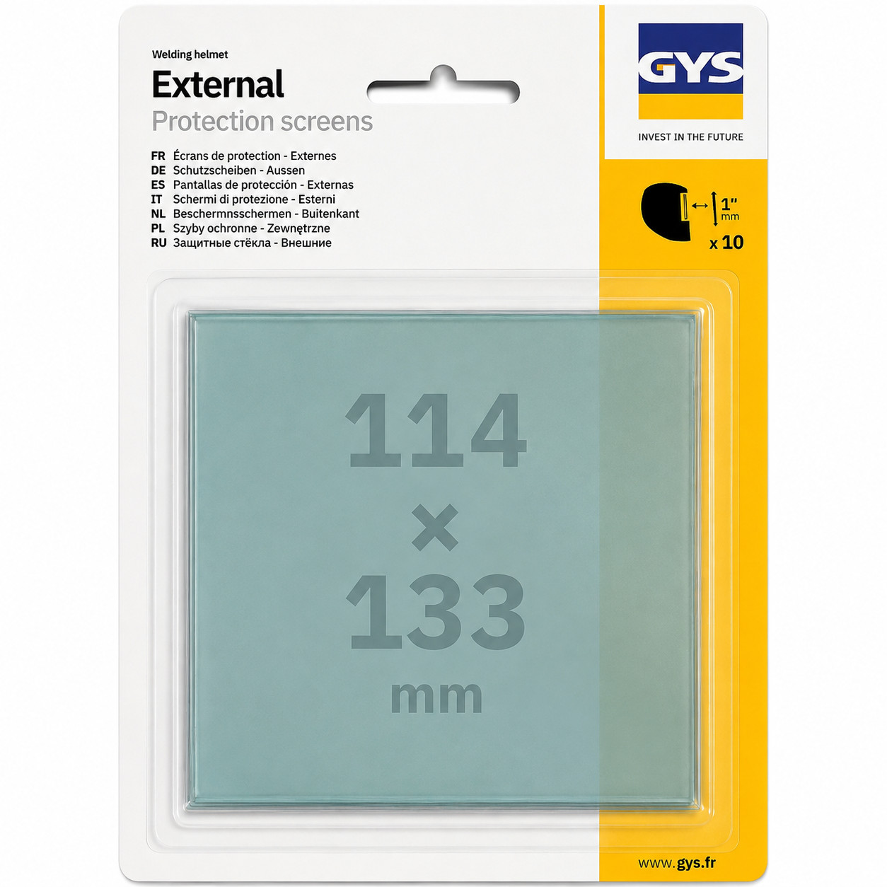Beskyttelsesglass utvendig 114×133mm – 10 stk til APOLLO+ 3/5-13G
